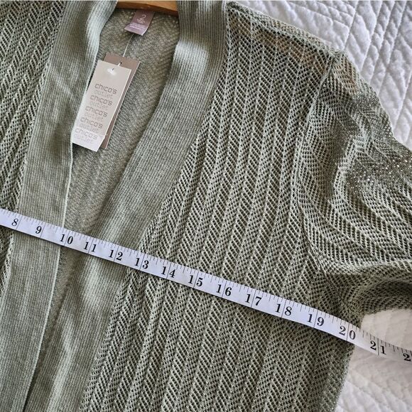 Chico's design vintage light dust moss green cardigan sweater - Picture 5 of 7